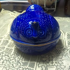 Vintage Quail Kitchen Dish w/Lid Blue Environmental Ceramics Read 1966